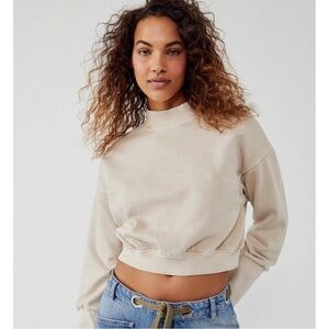 We The Free Free People Nikki Cropped Oversized crewneck sweatshirt women XS